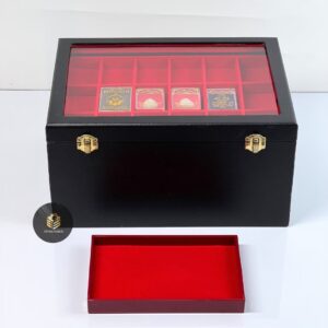 สีดำ5ชั้นหนังดำฝากระจก