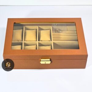 นาฬิกา 6เรือน+เครื่องประดับแหวน ช่องโล่ง สีน้ำตาล-ครีม